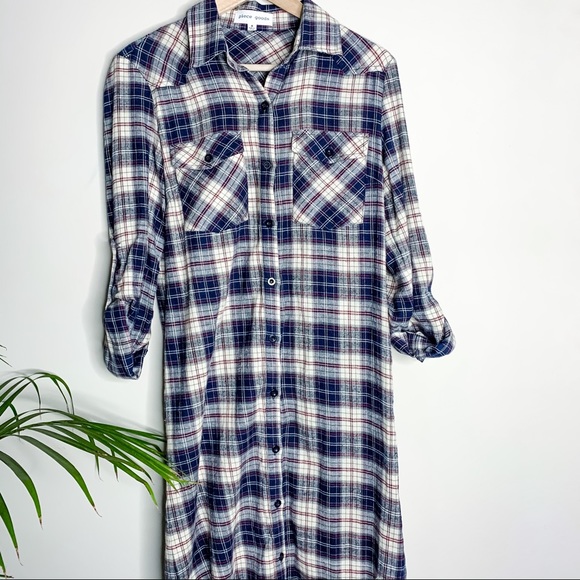PLAID FLANNEL BUTTON DOWN MAXI DRESS - Picture 6 of 10